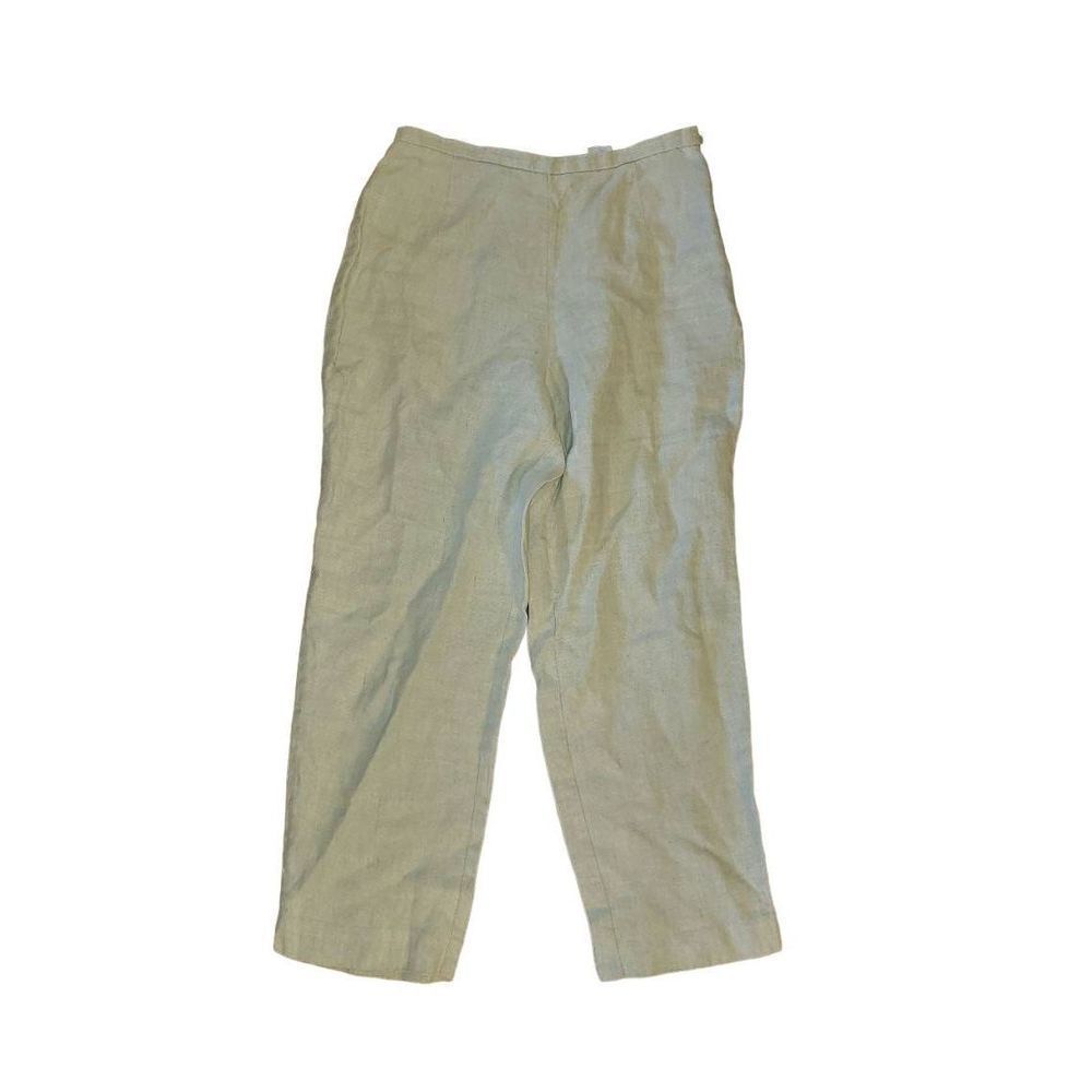 Talbots Tapered Cropped High Rise Linen Pants Cream Women's 6